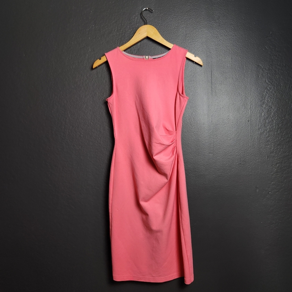 Kenneth Cole Pink Knit Sheath Sleeveless Dress with Exposed Back Zipper